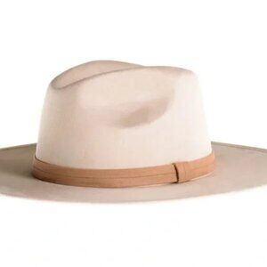 ASN Women’s Blanco Double Bound Synthetic Suede Tan Trim Fedora Hat Size Medium